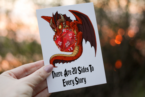 Red Dragon 20 Sides Dungeons and Dragons Birthday Card - Click Image to Close